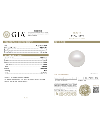 15mm+ gem  grade South Sea Pearl, Australia