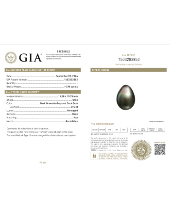 9mm+ gem  grade Tahitian Black Pearl, French Polynesia  