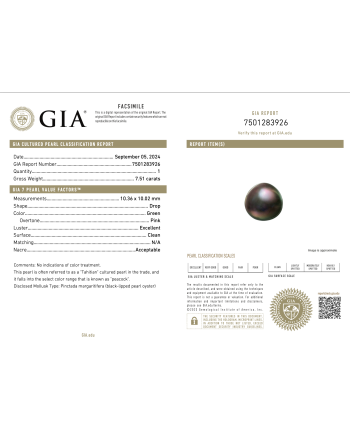 9mm+ gem  grade Tahitian Black Pearl, French Polynesia  