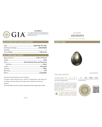 9mm+ gem  grade Tahitian Black Pearl, French Polynesia  