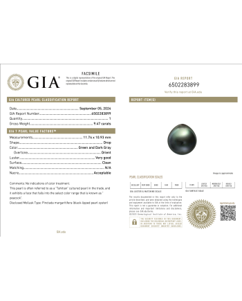 9mm+ gem  grade Tahitian Black Pearl, French Polynesia  
